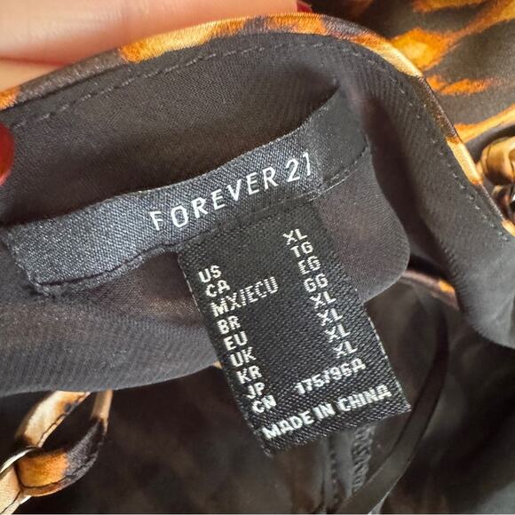 Forever 21 Leopard Print Satin Slip Dress, Large - Picture 3 of 11